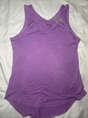 No Boundaries Lavender Ring-Accent Scoop-Hem Tank Top